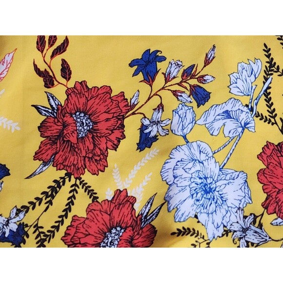 Haute Monde Gold Floral Cold Shoulder Flowy Short Sleeve Blouse Top XL - Picture 11 of 12